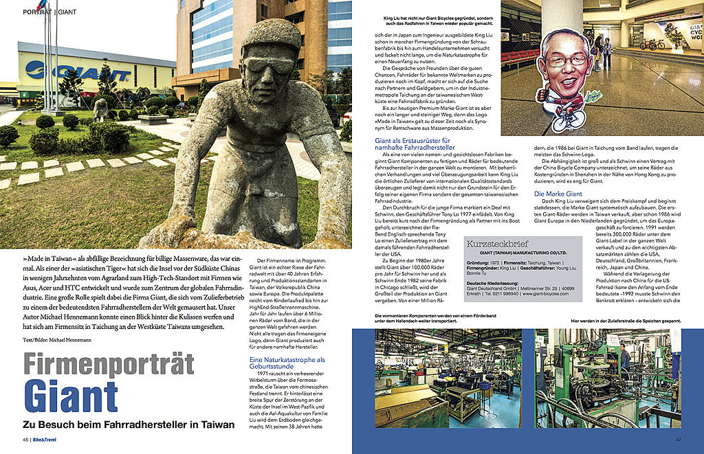 Firmenporträt Giant - erschienen in Bike & Travel 03/2017