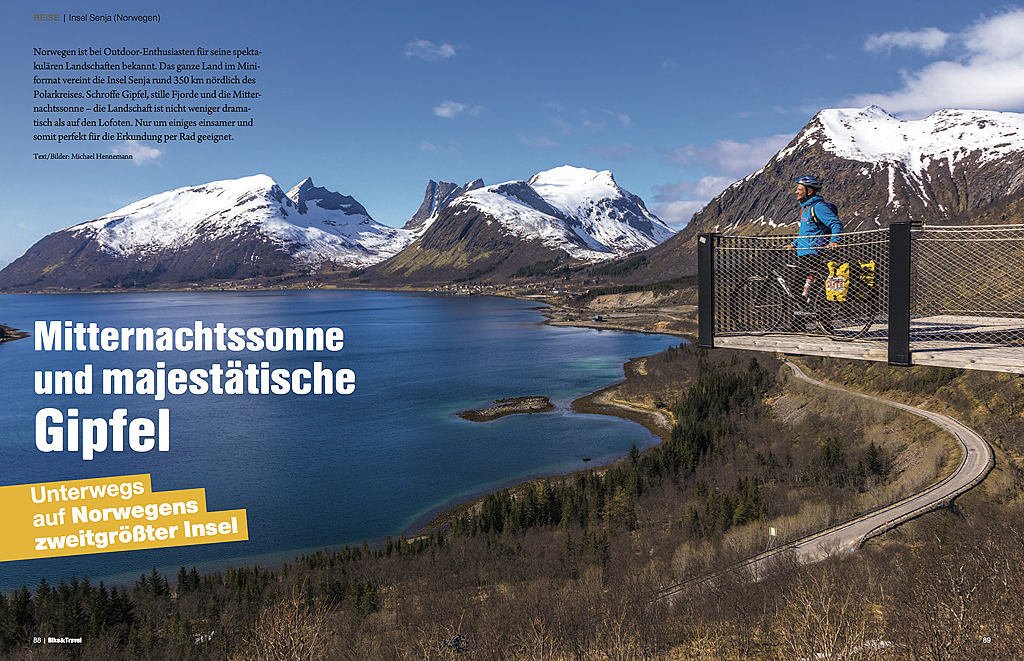 Mitternachtssonne und majestätische Gipfel - erschienen in Bike & Travel 02/2018